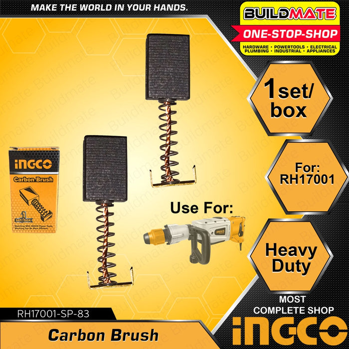 BUILDMATE INGCO 2-piece set carbon brushes for rotary hammer motor, replacement spare parts, sold per box