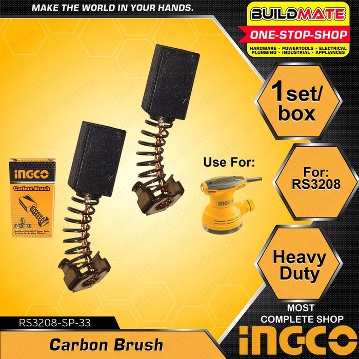 INGCO 2PCS/SET Carbon Brush for Finishing Sander Palm Sander Rotary Sander Electric Router Model 1SET/BOX Motor Brush Motor Carbon Brushes Carbon Motor Brushes Replacement Part Spare Parts [SOLD PER BOX] •BUILDMATE• ISP