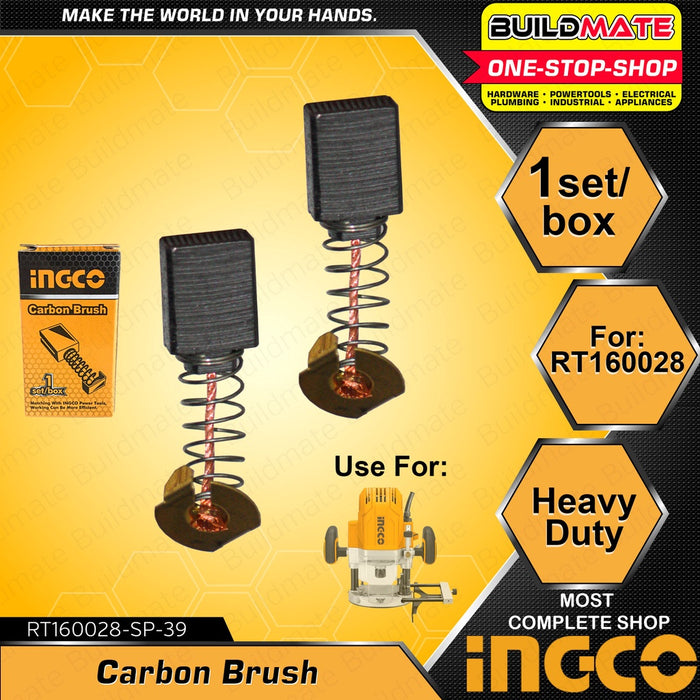 INGCO 2PCS/SET Carbon Brush for Finishing Sander Palm Sander Rotary Sander Electric Router Model 1SET/BOX Motor Brush Motor Carbon Brushes Carbon Motor Brushes Replacement Part Spare Parts [SOLD PER BOX] •BUILDMATE• ISP