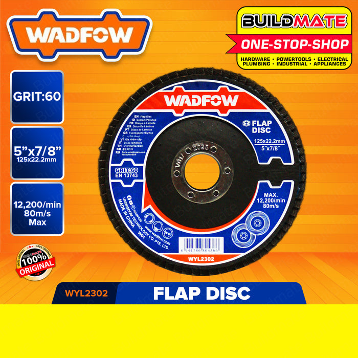 BUILDMATE Wadfow Flap Disc 5" Inch | 6" Inch 40GRIT | 60GRIT | 80GRIT [SOLD PER PIECE] Flap Sanding Disc Abrasive Grinding Wheel Disc for Angle Grinder Grit Grinding Sanding Wheels Grinding Tools WYL2301| WYL2302 | WYL2303 | WYL3301•BUILDMATE• WHT
