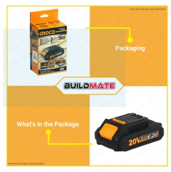 INGCO Battery Pack 20V E20 Series FBLIE2001 •BUILDMATE• IHT
