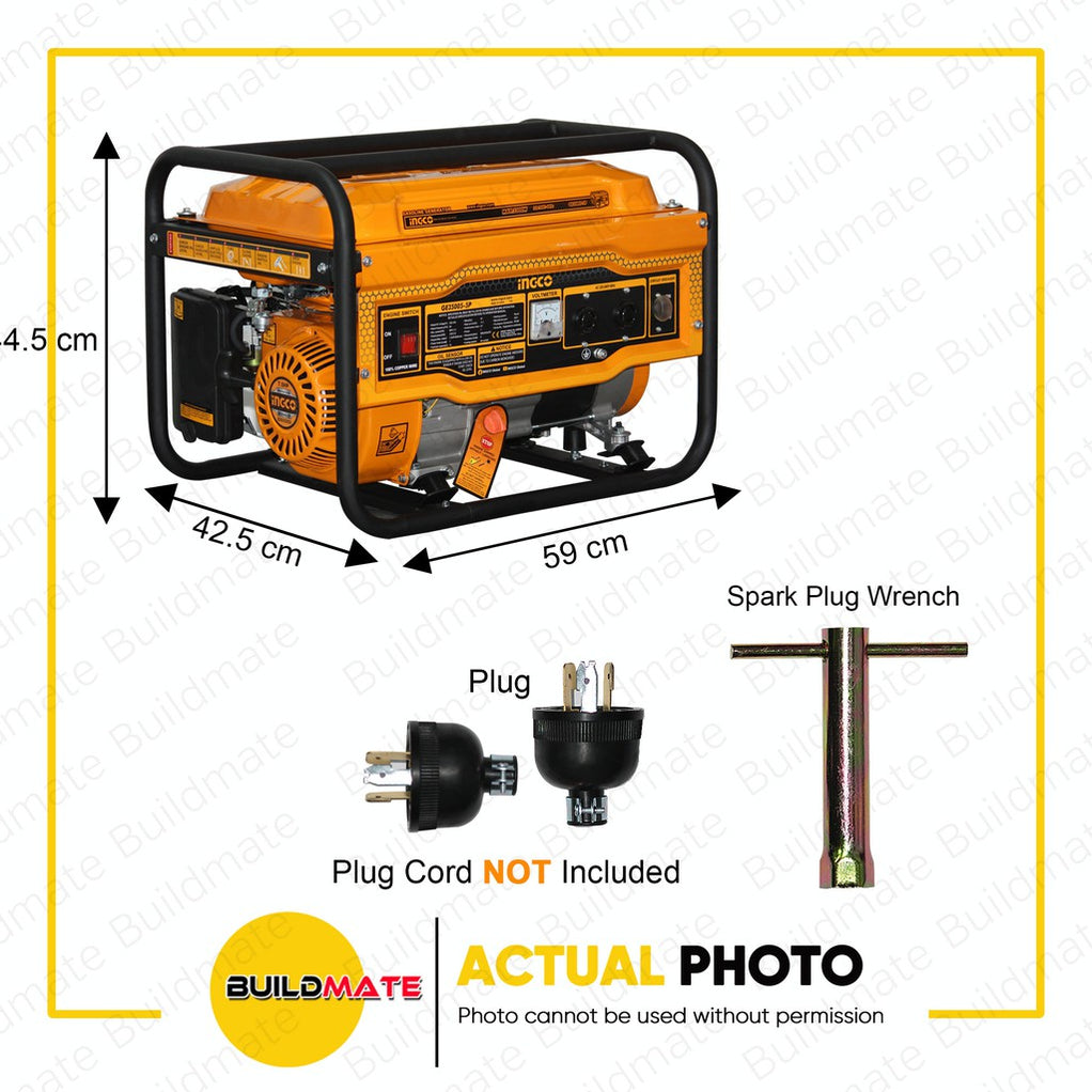 INGCO Gasoline Generator 15L 3.5KVA GE35005-5P + FREE T HANDLE & BITS ...