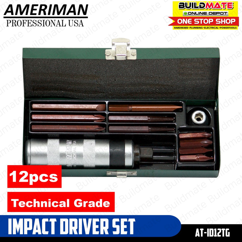 AMERIMAN TAIWAN Impact Driver Set with Case 12PCS/SET TECHINICAL GRADE ...