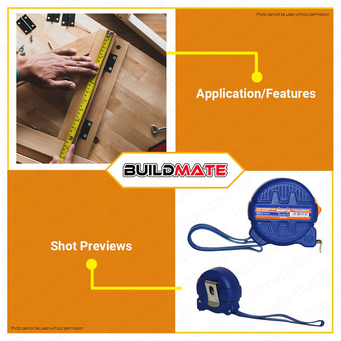 WADFOW Steel Measuring Tape 7.5m x 25mm Metric & Inch Measure Tape Tool WMT4340 •BUILDMATE WHT