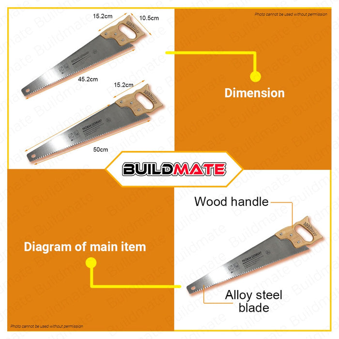 PROMAN GERMANY Wood Hand Saw 18" | 20" with Handle SOLD PER PIECE •BUILDMATE•