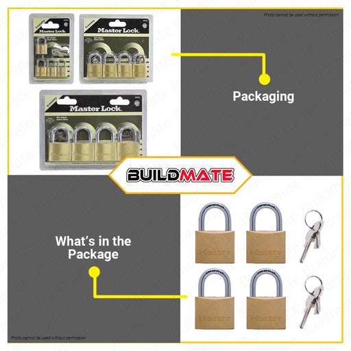 MASTER LOCK Economy Brass Padlock Pad lock 4 PCS/SET 20mm 30mm 40mm SOLD PER SET •BUILDMATE•