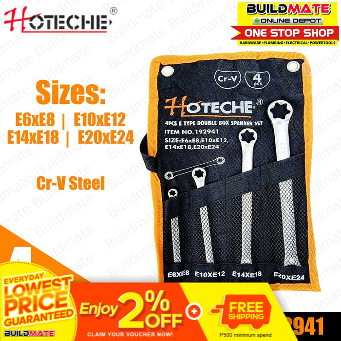 HOTECHE 4PCS/SET E-TYPE Double Box Spanner Set 192941 •BUILDMATE•