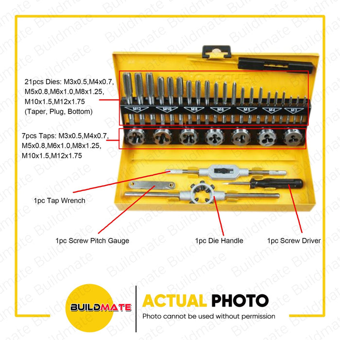 HOTECHE 32 PCS Tap and Die Set HTC-640203 •BUILDMATE•