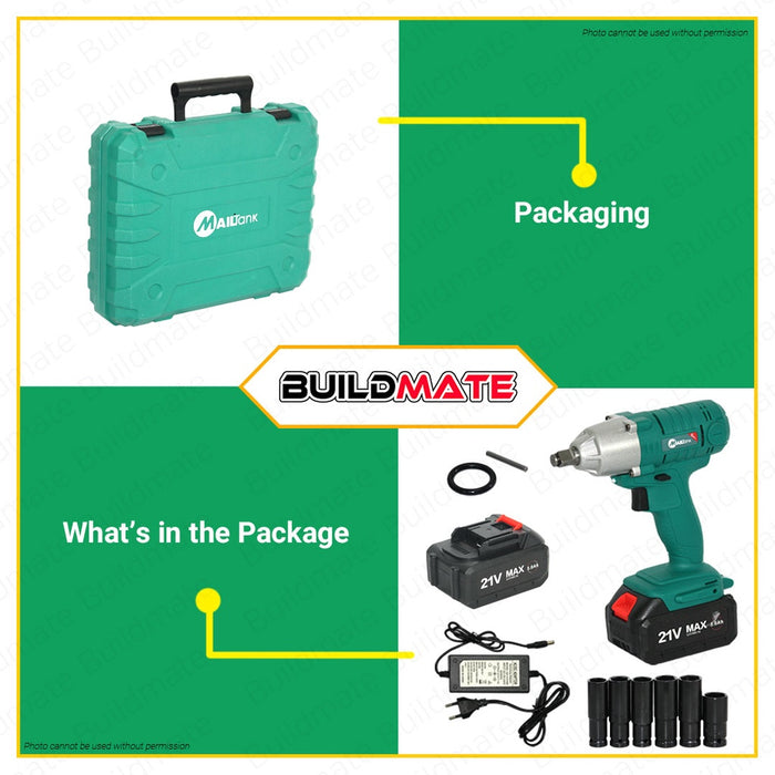 MAILTANK Cordless Impact Wrench 21V with LED Worklight SH218 •BUILDMATE•