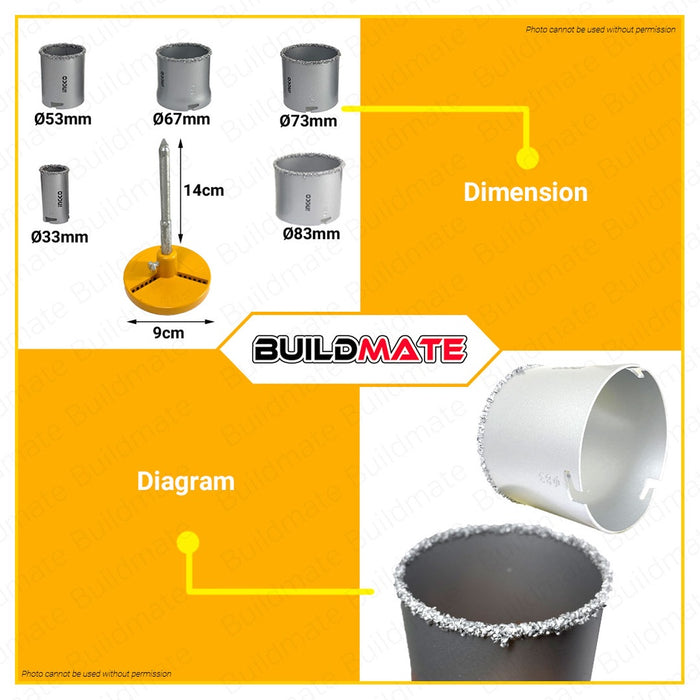 INGCO Carbide Gritted Hole Saw Set AKCH0071 •BUILDMATE• IHT