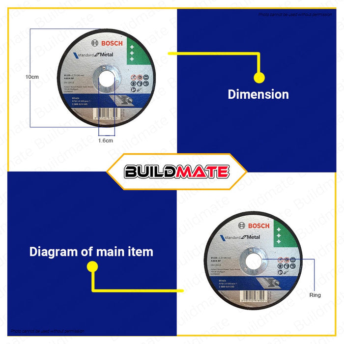 BOSCH Metal Cutting Disc Wheel 1.2mm 4" Inch For Angle Grinder 2608619343 •BUILDMATE• BAX