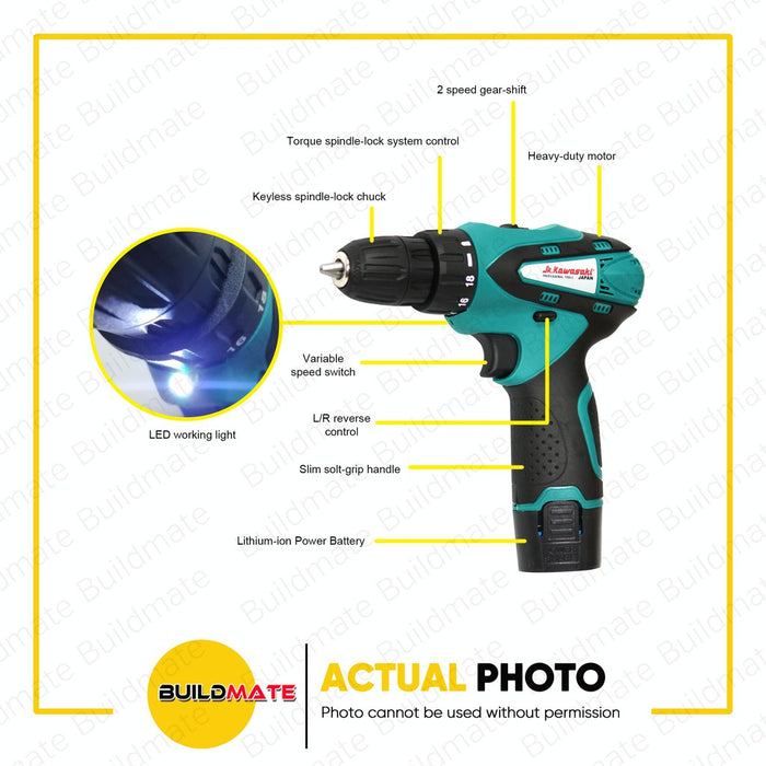 JR KAWASAKI Cordless Drill Set 12V CD12V •BUILDMATE•