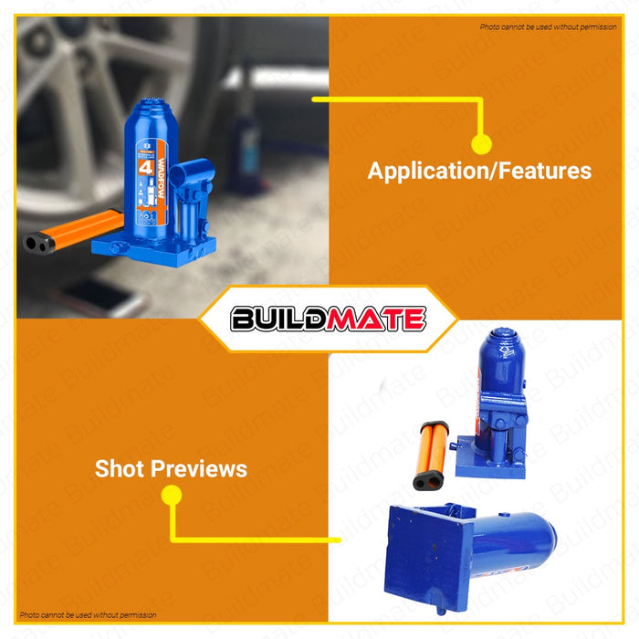 WADFOW 4 TONS Hydraulic Bottle Jack Welded Bottle Jack 4 Ton Easy Lifting WHJ1504 •BUILDMATE• WHT