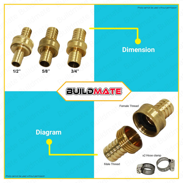 MECO Brass Hose Coupling Adapter Set 1/2" 5/8" 3/4" SOLD PER PIECE AUTHENTIC •BUILDMATE•