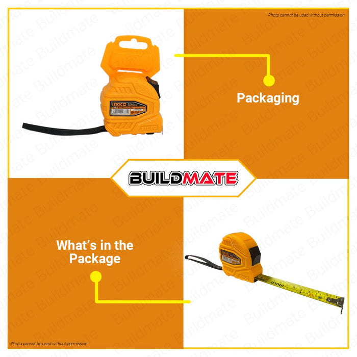 INGCO 5 Meters Self Lock Function Steel Measuring Tape Measure 5Mx19mm HSMT26519 | HSMT08352 IHT