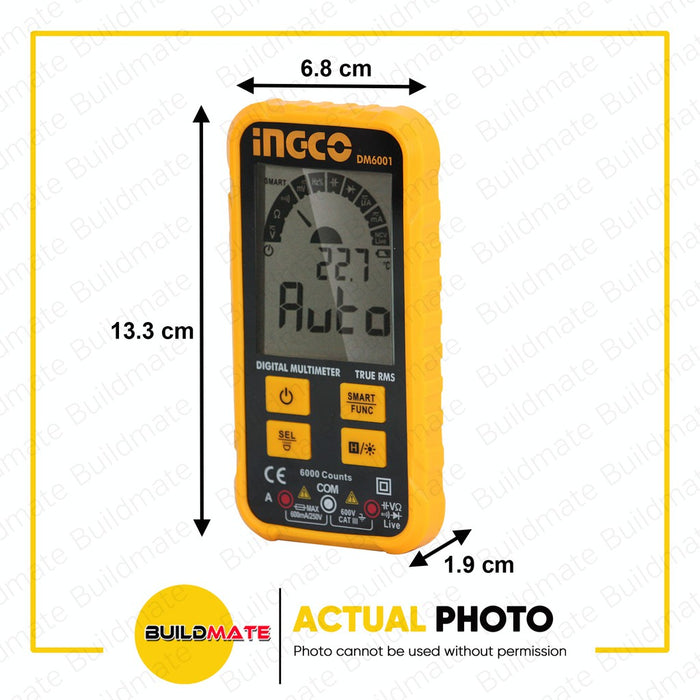 INGCO Digital Multimeter True RMS 6000 counts DM6001 + FREE TROWEL •BUILDMATE• IPT
