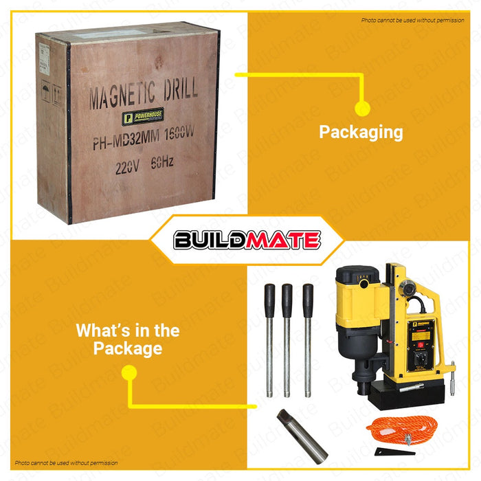 POWERHOUSE USA Magnetic Core Drill 32mm 1600W 100% Copper Portable Heavy Duty Drill PH-MD32MM PHPT