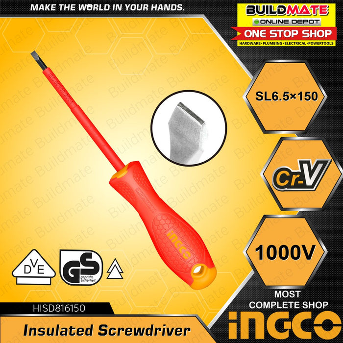 BUILDMATE Ingco Insulated Screwdriver PHILIP/ FLAT Cr-V Screw Driver Bits Round Shank Magnetic • IHT