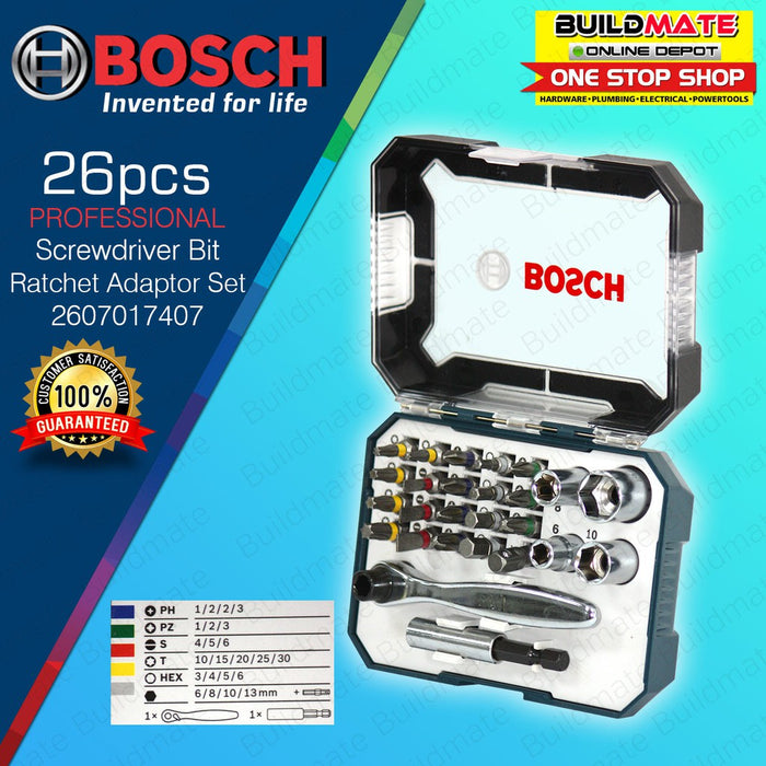 [Buildmate Exclusives] BOSCH Professional Screwdriver Bit  Ratchet Adaptor Set 2607017407 BAX