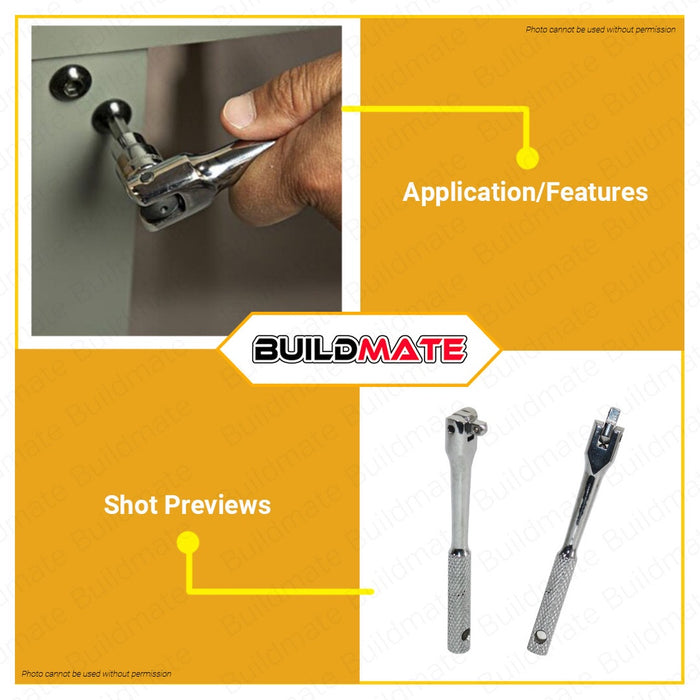 Hoteche Flex Head Extension Handle Bar Cr-V 3/8" 200mm HTC-200903 •BUILDMATE•