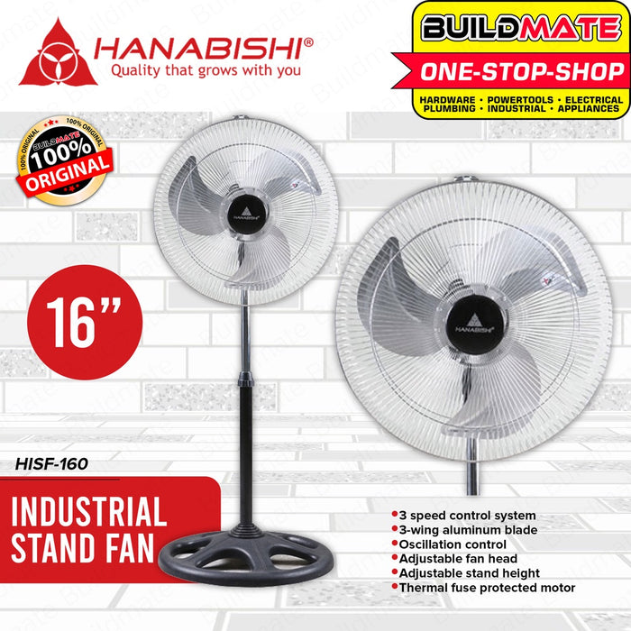 HANABISHI INDUSTRIAL  2 in 1 Electric Stand Fan Floor Fan16" CHROME HISF-160 •BUILDMATE•