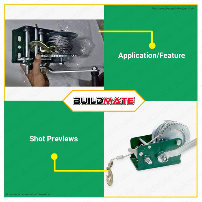 HOYOMA JAPAN Manual Hand Winch Crank Pulley 2000 LBS HT-2000LB •BUILDMATE•