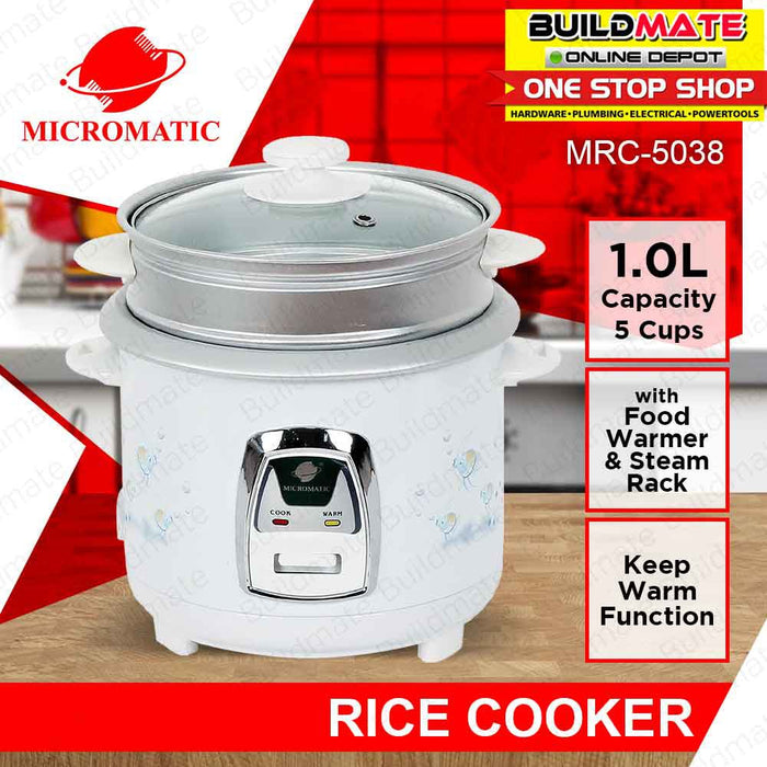 MICROMATIC Rice Cooker with Steamer 1L 5 CUPS  MRC-5038 •BUILDMATE•