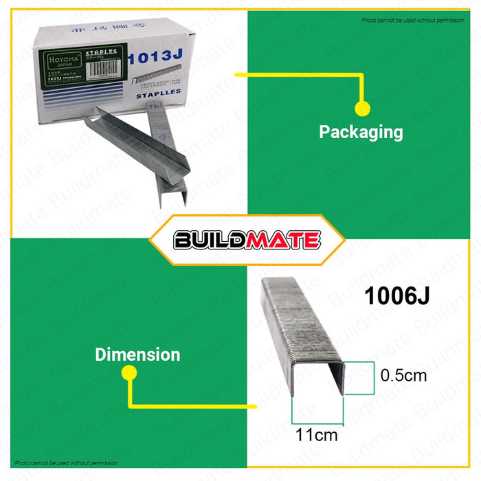 HOYOMA U Staples for Stapler 8mm 3000pcs 6mm 8mm 10mm 13mm SOLD PER BOX •BUILDMATE•