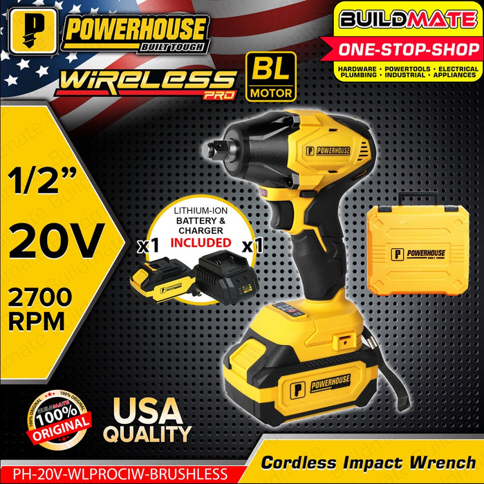 POWERHOUSE Professional Cordless Impact Wrench 20V Ah Li-Ion