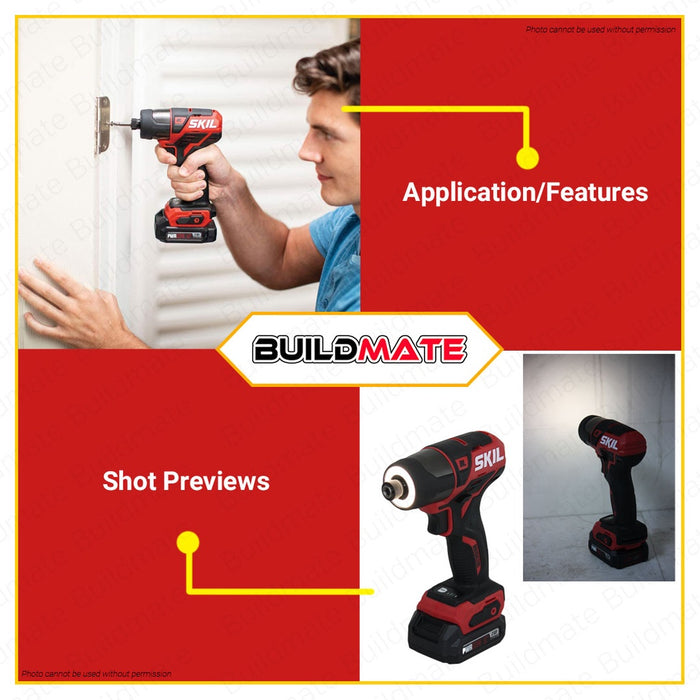 SKIL Cordless Hex Impact Drill/Driver BL 12V with Battery and Charger ID5744C-10  •BUILDMATE•