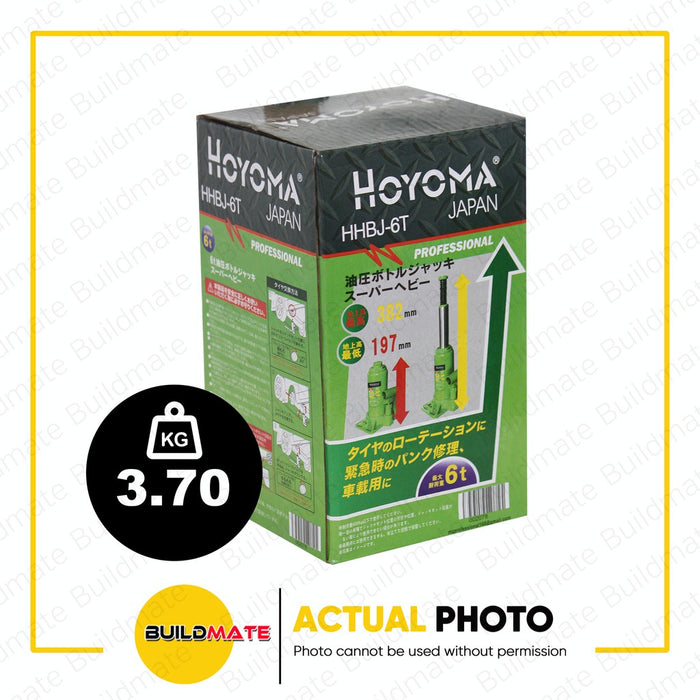 HOYOMA JAPAN 6 Tons Hydraulic Bottle Jack HBJ6 •BUILDMATE•