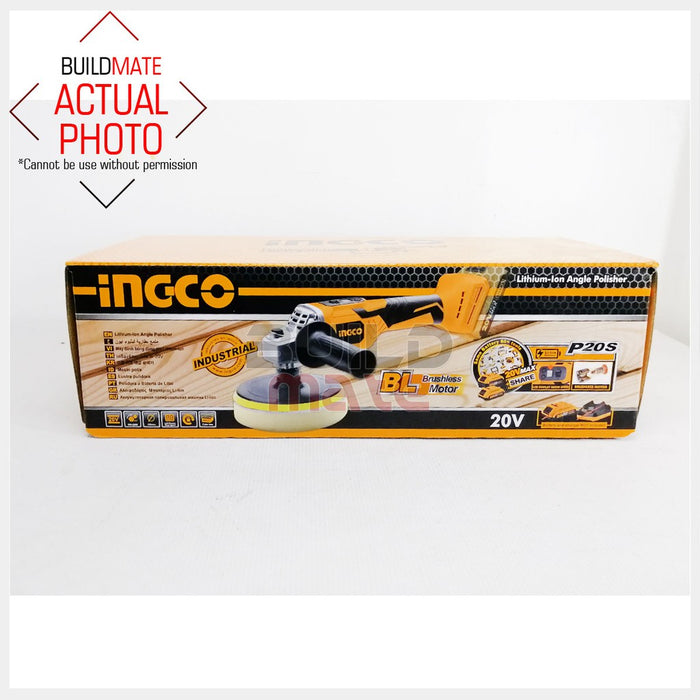 INGCO Cordless Angle Polisher Buffing Machine 20V APLI2001 POWERSHARE + FREE CAR LOTION IPT