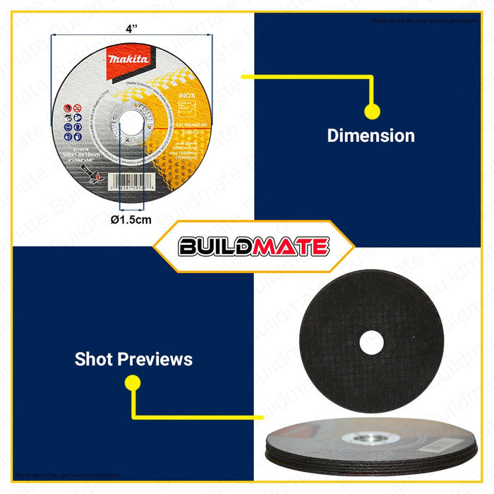 MAKITA (5PCS) Cutting Disc Wheel INOX For Stainless 4" Inch 100mm SUPERTHIN For Grinder D-75518