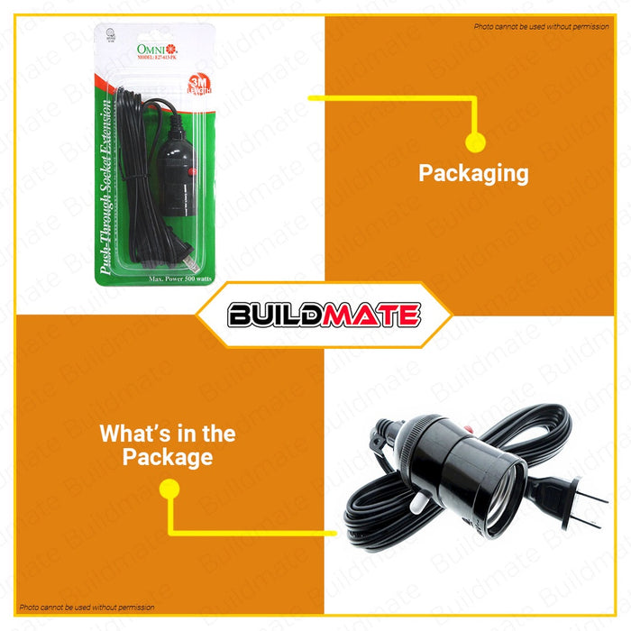 OMNI Push Through Socket Extension E27-613 3m | E27-616 6m •BUILDMATE•