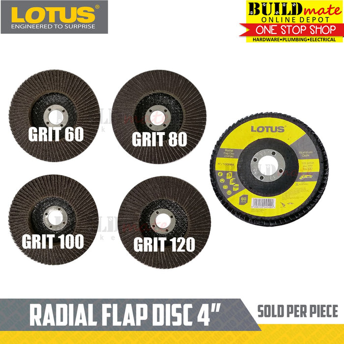 LOTUS Radial Flap Sanding Disc Wheel 4" GRIT 60 | 80 | 100 | 120 SOLD PER PIECE •BUILDMATE•