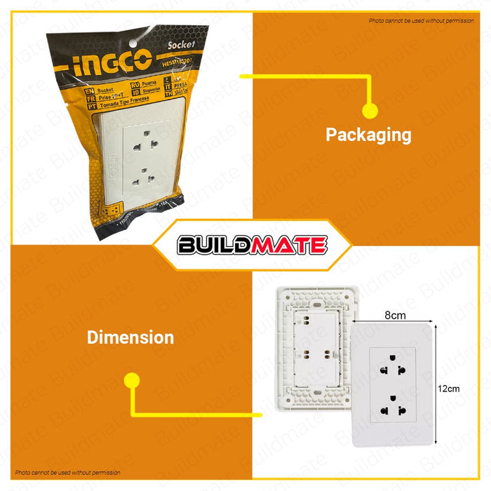 INGCO Universal Electric Socket 16A 250V HESST183201 •BUILDMATE• IHT