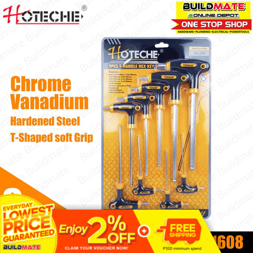HOTECHE T-Shape Soft Grip Hex Key Set 9PCS/SET 261608 •BUILDMATE•