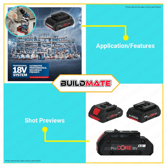 BOSCH Professional Lithium Ion Li-Ion Battery Pack Procore 18V 4.0AH Solo 1600A0193L •BUILDMATE• BLC