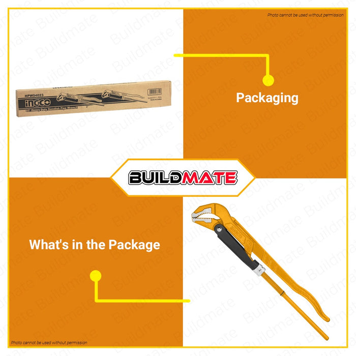 INGCO 2" Heavy Duty Carbon Steel Swedish Piping Wrench 45° | 90° SOLD PER PIECE •BUILDMATE• IHT