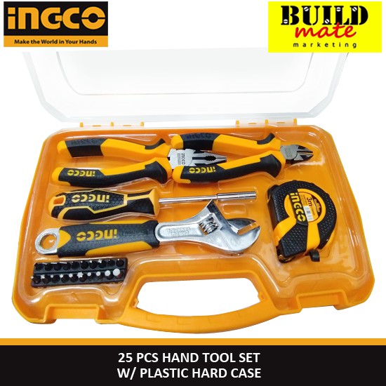 Inka Building/tools INGCO Hand Tools Set 25pcs with Plastic Hard Case HKTH10258 •BUILDMATE ...