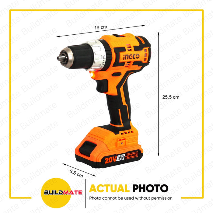 INGCO Lithium-Ion Impact Drill 20V BL Motor CIDLI20608 •BUILDMATE• ICPT