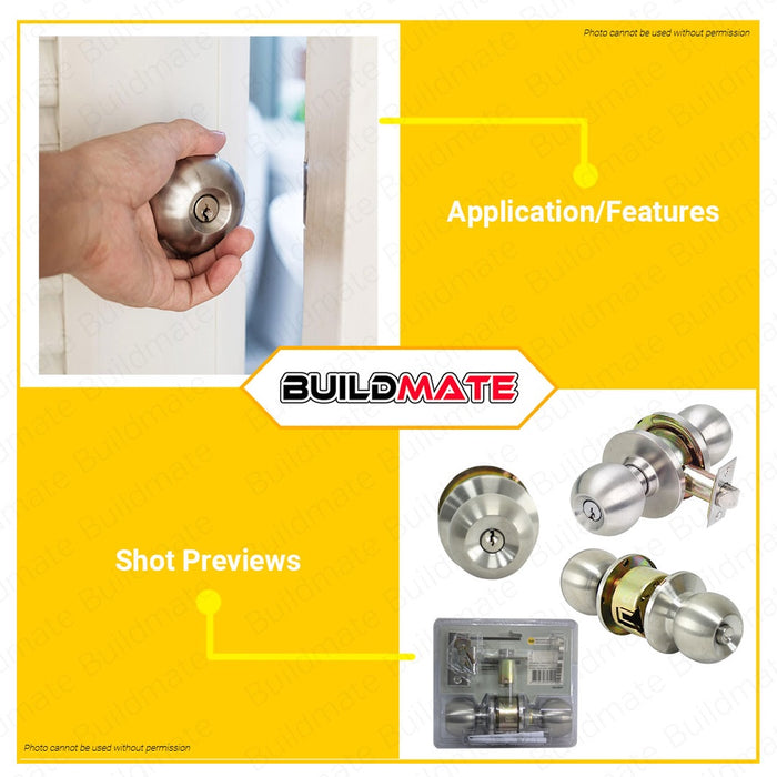 YALE Essential Series Entrance Function Knobset Door Knob Stainless Steel #VCA4147 US32D •BUILDMATE•