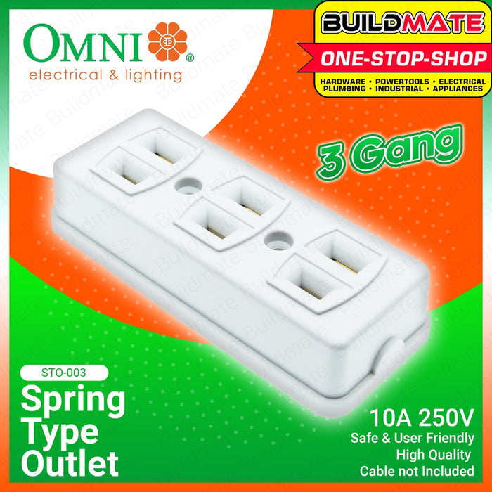 Main Spring Outlet OMNI Spring Type Outlet 3 Gang 10A 250V STO-003 •BUILDMATE• — Buildmate