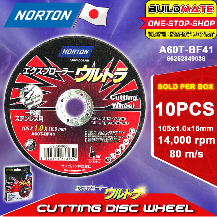 NORTON JAPAN 10 PCS Explorer Ultra Cutting Disc Wheel 4" 105x1x16mm •BUILDMATE•