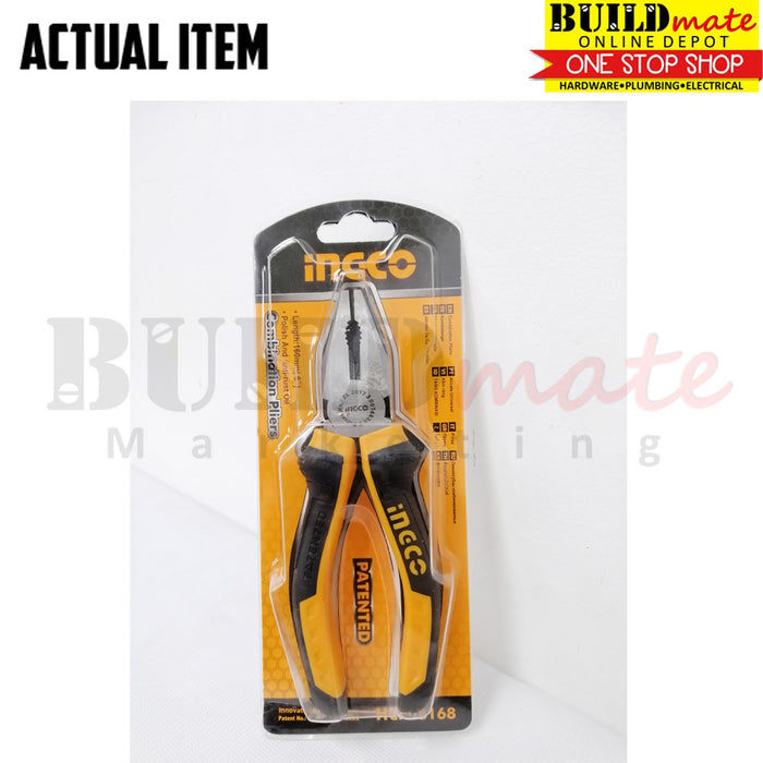 BUILDMATE Ingco Standard / High Leverage Combination Pliers 6" (160mm) Cr-V Steel Heavy Duty Cutting and Gripping Plier - IHT
