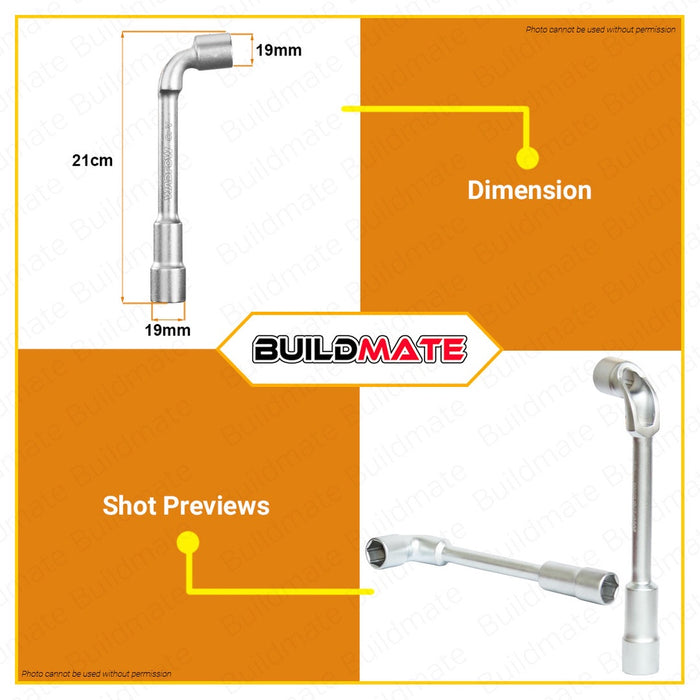 WADFOW L-Angled Socket Wrench 8mm To 19mm Hand Tools Chrome-Plated SOLD PER PIECE •BUILDMATE• WHT
