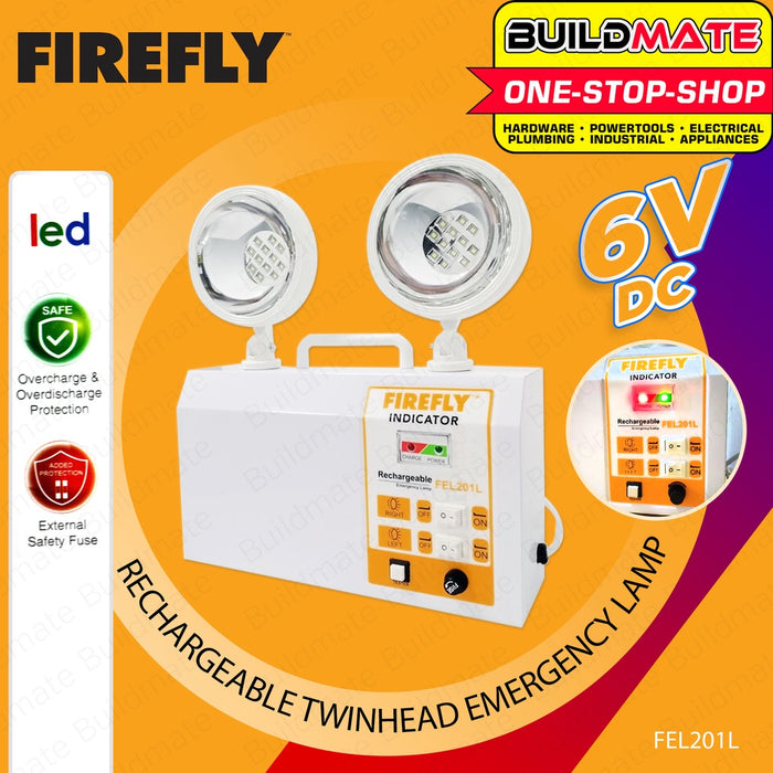FIREFLY Rechargeable LED Twin Head Lamp Emergency Light FEL201L •BUILDMATE• 