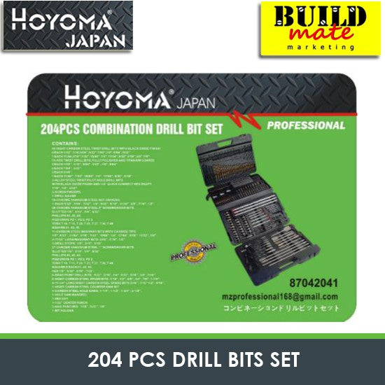 HOYOMA JAPAN 204PCS/SET Drill Bit SET with Case HT-CDB204P •BUILDMATE• HYMA