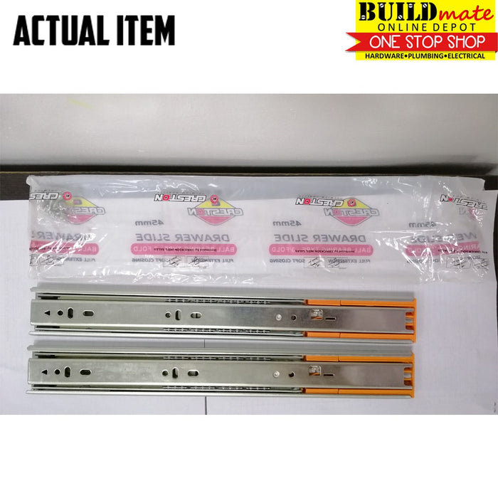 CRESTON Drawer Slide Soft Close Ball Bearing 3FOLD ZINC Plated 14"/ 22" •BUILDMATE•
