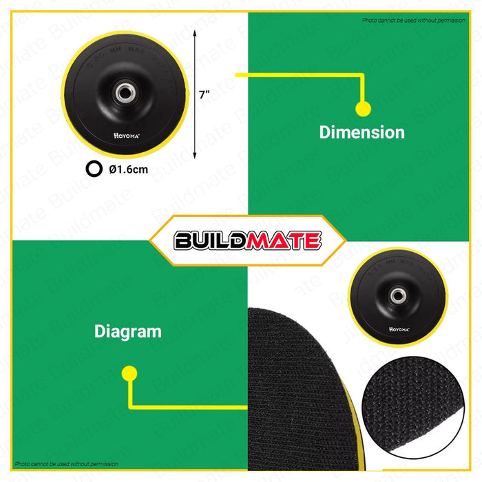 HOYOMA JAPAN Velcro Backing Pad 4" 5" 7" inch  for Angle Grinder SOLD PER PIECE •BUILDMATE•